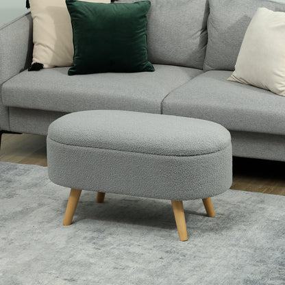 Teddy Fleece Storage Ottoman - Grey