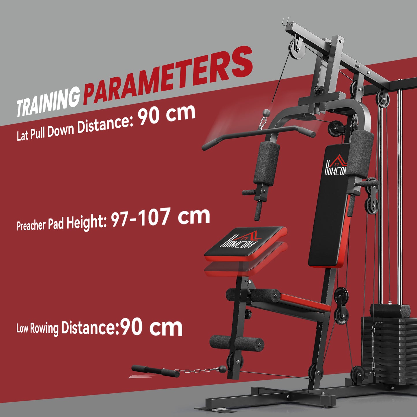 Home Multi-Gym Station | 65kg Weight Stack | Pec Fly | Lat Pulldown | Leg Curl & Extension | Black | 110kg Max
