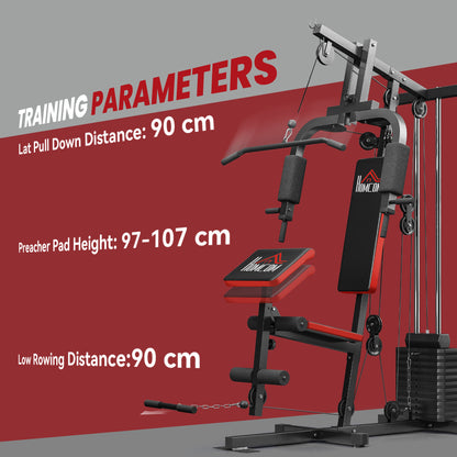 Home Multi-Gym Station | 65kg Weight Stack | Pec Fly | Lat Pulldown | Leg Curl & Extension | Black | 110kg Max