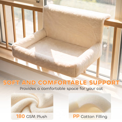 PawHut Cat Radiator Bed | Cream Plush Hanging Hammock | Foldable Steel Frame & Removable Washable Cover | 48 × 43cm | Cats up to 5kg