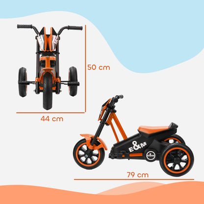Kids Tricycle Toddler Trike | 3 Wheels | Pedal Bike | Steel Frame | 30kg | Ages 18–36 Months | 79x44x50cm | Orange