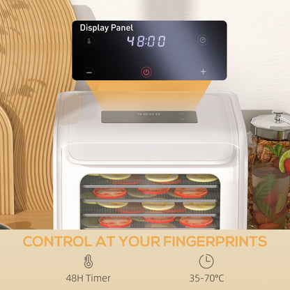 35-70°C Six-Tray Food Dehydrator - White / Black