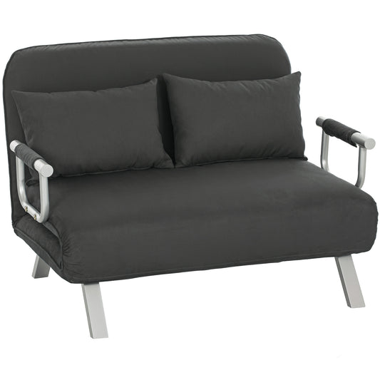 Two-Seater Click-Clack Sofa Bed  - Charcoal Grey