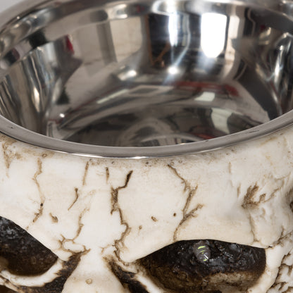 14cm 5.5" Skeleton Candy Toffee Sweets Bowl Outdoor Halloween Decoration, Halloween Prop with Sound Activated, Light Up Eyes, Sound Effects for Haunted House