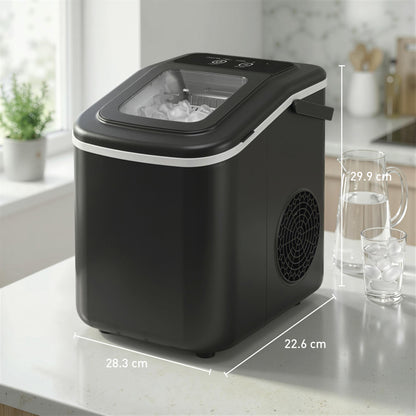 Countertop Ice Maker | 9 Cubes in 7 Mins | 12kg Daily | 2 Sizes | Self-Clean | Black