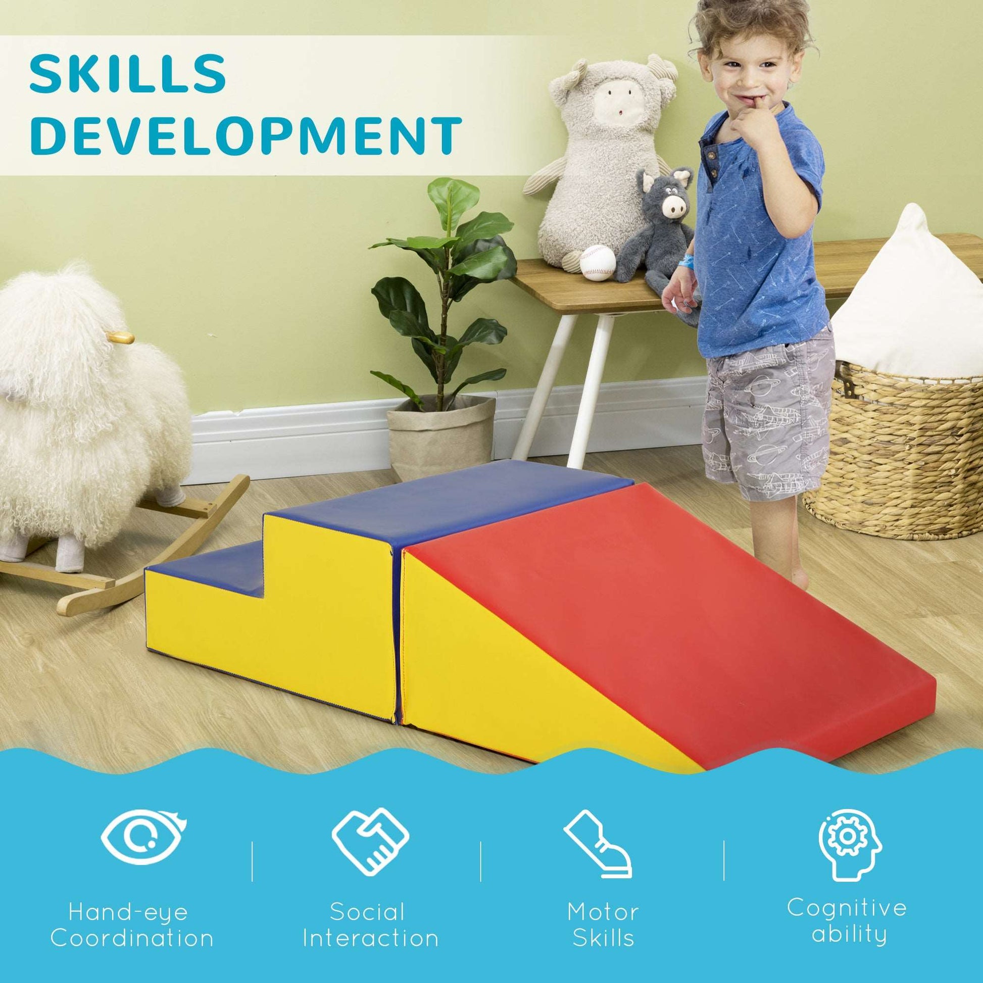 2 Piece Soft Play Set for Toddler Climb and Crawl, for 12-36 Months, Red