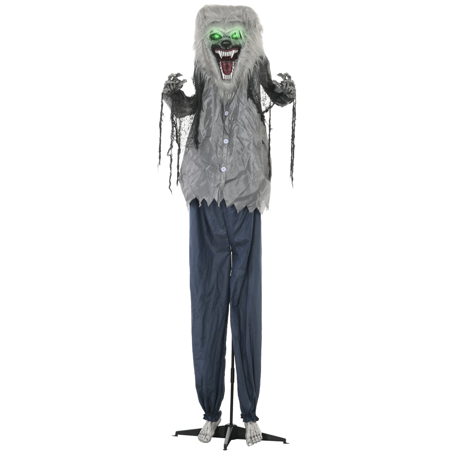 210cm 83" Skeleton Werewolf Outdoor Halloween Decoration, Halloween Animatronic with Sound Activated, Light Up Eyes, Sound Effects, Animated Prop for Haunted House