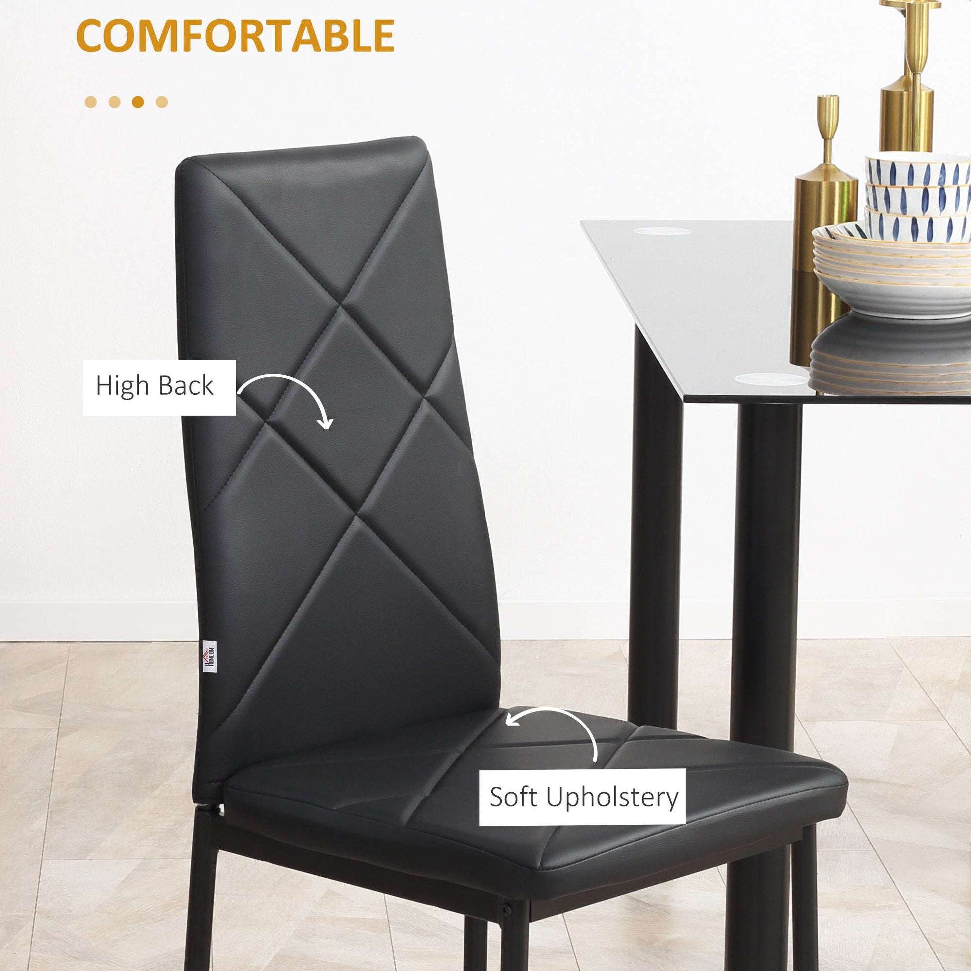 Set of 4 Faux Leather Dining Chairs - Black