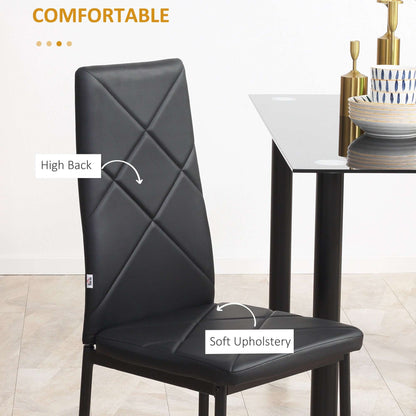 Set of 4 Faux Leather Dining Chairs - Black