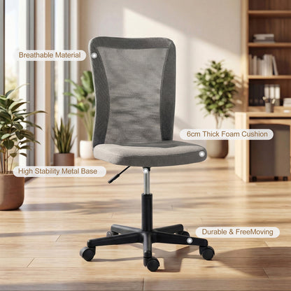 Vinsetto Computer Desk Chair, Mesh Office Chair with Adjustable Height and Swivel Wheels, Armless Study Chair