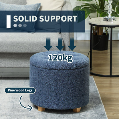 31.8L Teddy Fleece Storage Ottoman - Blue