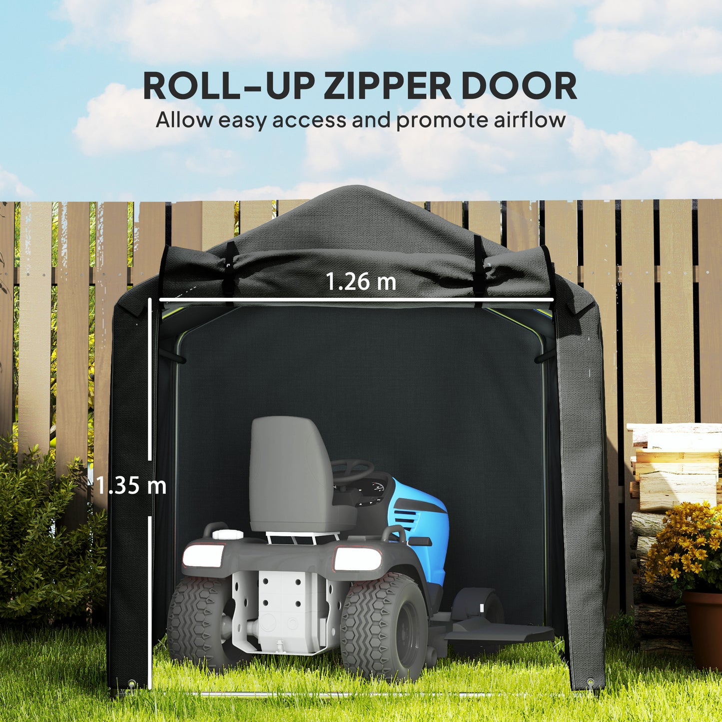 2.2 x 1.6 m Garden Storage Tent, Waterproof Anti-UV Bike Tent with Roll-up Zipper Door, Galvanised Outdoor Storage Shelter Carport for Bike