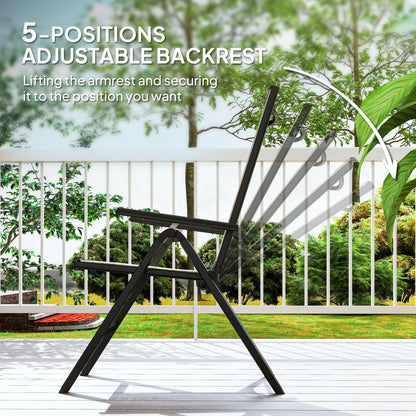 Outsunny Rattan Reclining Folding 5 Position Garden Chair - Black / Grey / Orange