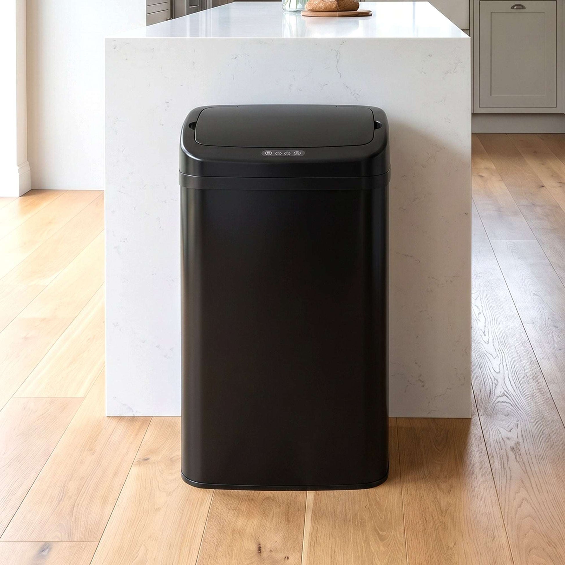 48L Infrared Sensor Bin | Opens in 0.5s | Quiet Close in 5s | Fingerprint-Resistant Galvanised Steel | No Inner Bucket | 4xAA Batteries | No Assembly | 33x25x69cm | Black
