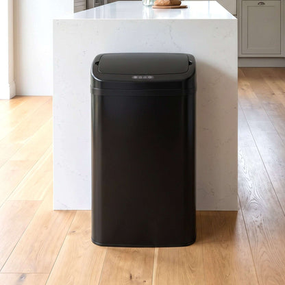 48L Infrared Sensor Bin | Opens in 0.5s | Quiet Close in 5s | Fingerprint-Resistant Galvanised Steel | No Inner Bucket | 4xAA Batteries | No Assembly | 33x25x69cm | Black