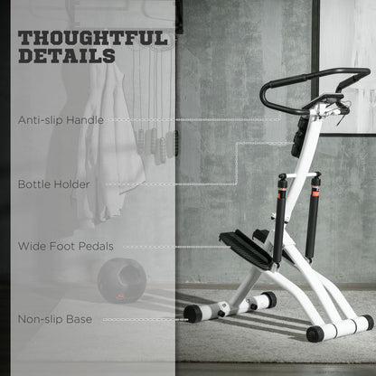 Foldable Stepper Machine with 12-Level Hydraulic Resistance, Step Machine Exerciser with LCD Monitor, for Home Fitness Workout, White and Black