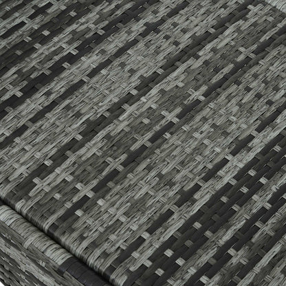 Outsunny 2 Piece Rattan Sun Lounger Recliner Bed Reclining Chair Patio Garden Outdoor Wicker Weave Adjustable Headrest with Fire Retardant Cushion – Grey