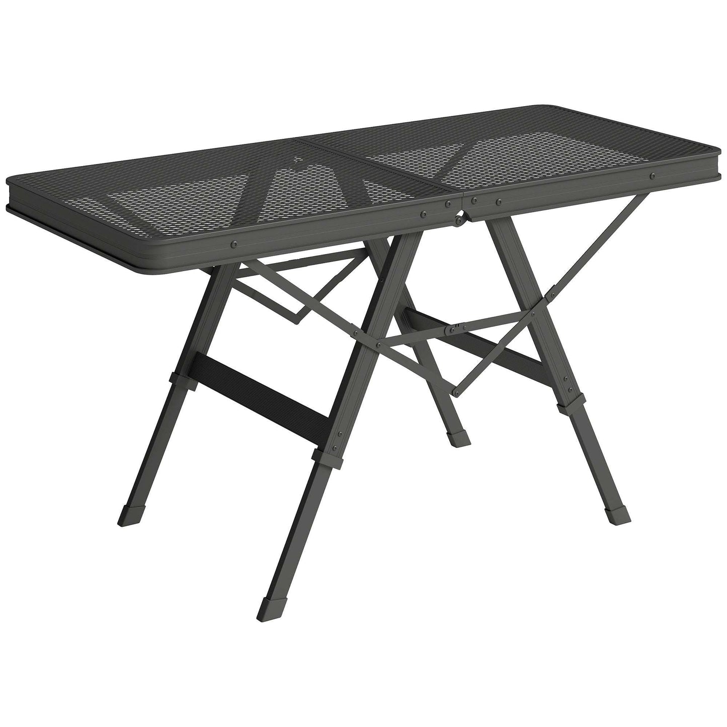 3 ft Folding Camping Table w/ Adjustable Heights, Outdoor Folding Picnic BBQ Table with Metal Mesh Desktop & Aluminium Legs, Lightweight