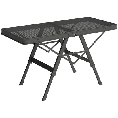 3 ft Folding Camping Table w/ Adjustable Heights, Outdoor Folding Picnic BBQ Table with Metal Mesh Desktop & Aluminium Legs, Lightweight