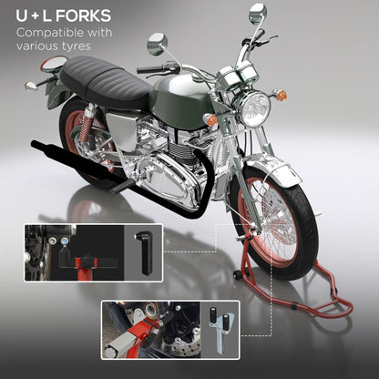 Rear Motorcycle Paddock Stand Motorbike Stand with Anti-Slip Mat, U-Shaped and L-Shaped Adapters, 200 kg Capacity, for 18", 17" and 10" Tyre