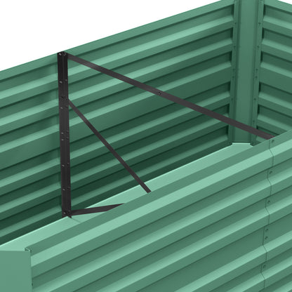 Deep Galvanised Steel Raised Garden Bed | Multi-Reinforced Rods | Protective Coating | Open Bottom | Indoor & Outdoor | 180x90x59cm | Plants Veg Herbs & Flowers | Light Green