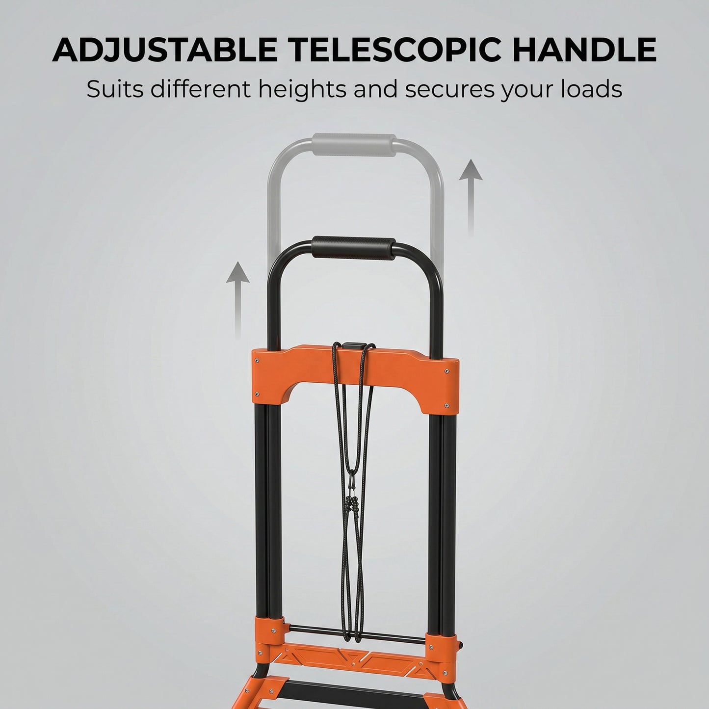 Heavy Duty Foldable Trolley on Wheels | 75kg Flat / 45kg Stairs | Tri-Wheel Stair Climbing | Telescopic Handle | Steel | Black & Orange