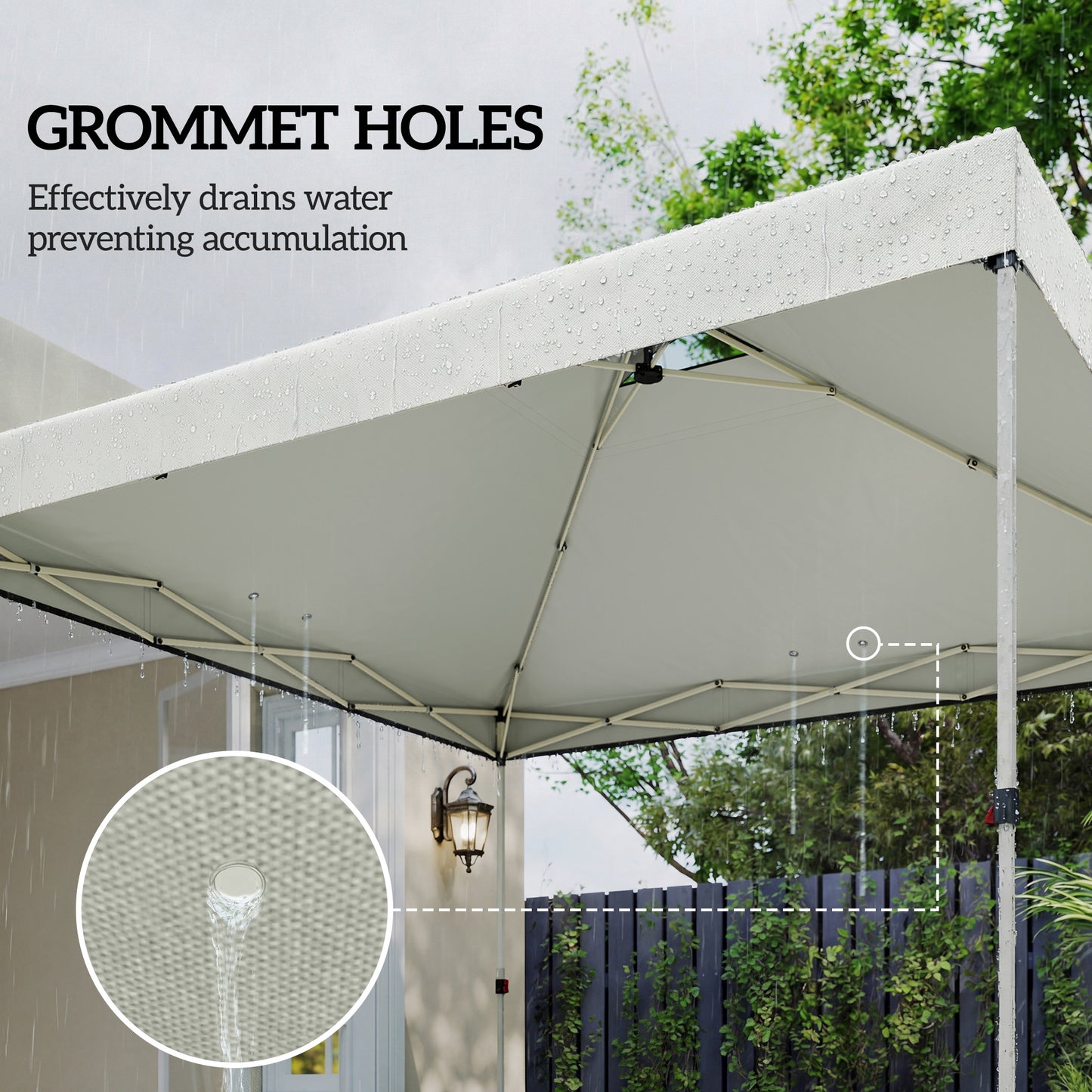 3x3m Gazebo Roof Replacement Canopy | UV50+ Waterproof | 210D Silver-Coated Oxford Fabric | Double Vented | 8 Drainage Holes | Hook & Loop | Fits 3x3m Straight-Leg Frames | White