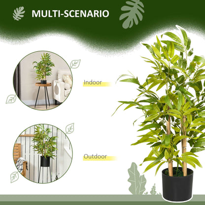 2 Piece Artificial Plants Bamboo Tree in Pot Desk Fake Plants for Home Indoor Outdoor Decor, 15x15x60cm, Green