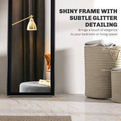 Full Length Mirror, 37 x 157cm Wall Mounted, Leaning, Free Standing Mirror, Framed Full Body Mirror for Living Room, Bedroom, Black