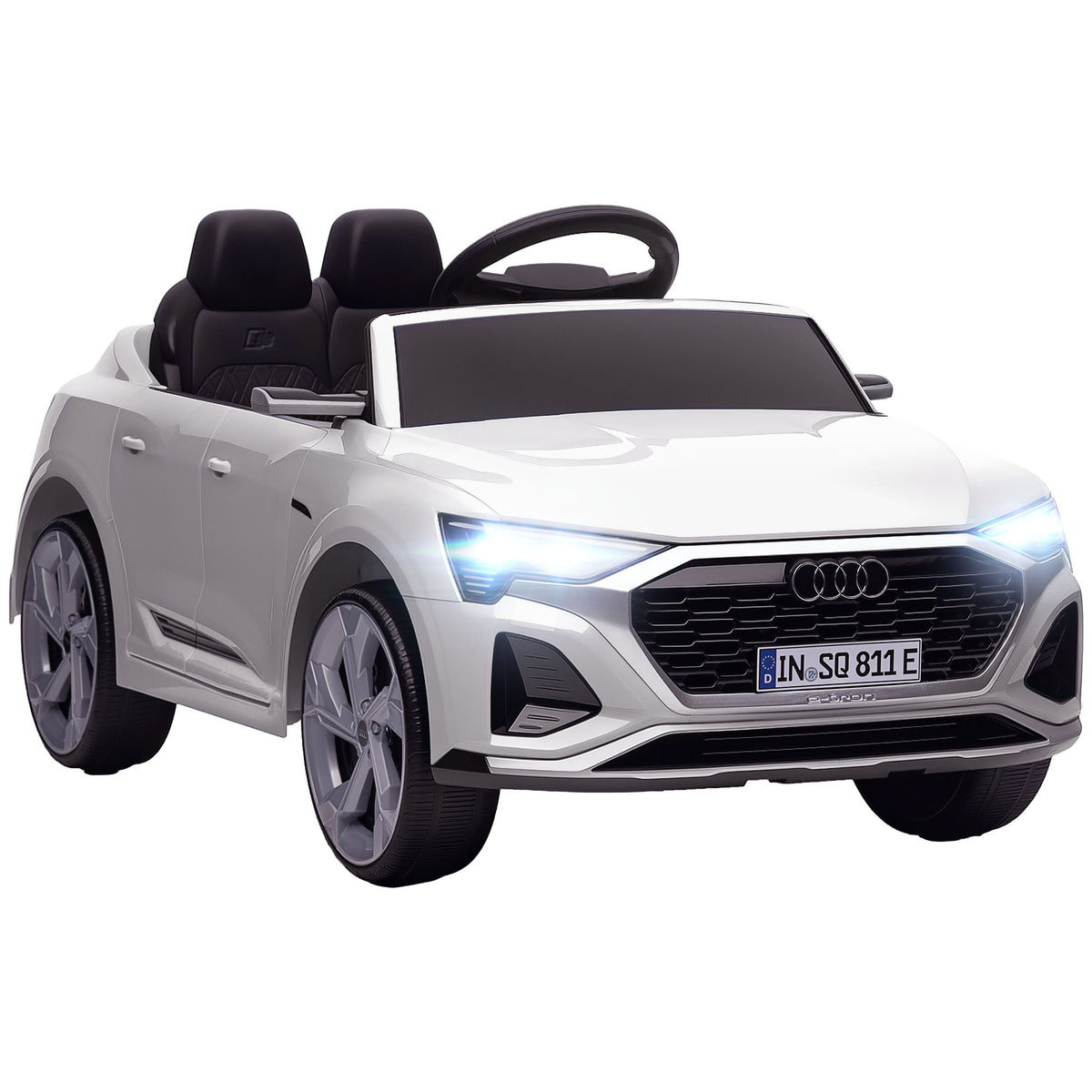 Licensed Audi Q8 e-tron Sportback Kids Ride On Car | Parental Remote | 4-Wheel Suspension | Soft Start | LED Lights | MP3 | Ages 3–4 | White or Black
