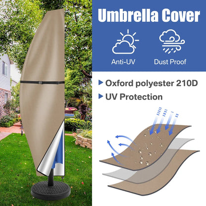 Banana Umbrella Cover fits 7 Ft to 13 Ft Outdoor Umbrellas, Waterproof Cantilever Offset Umbrella Sun Shade Cover With Rod For Garden Patio