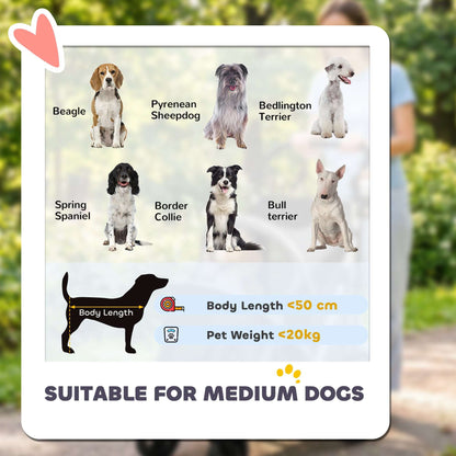 Dog Stroller for Small & Medium Dogs | Rust-Resistant Aluminium Frame | Breathable Mesh Windows | Adjustable Handlebar | Removable Cushion | Quick Fold | 16" & 8" Wheels | 20kg Max | 94x69x118cm | Grey