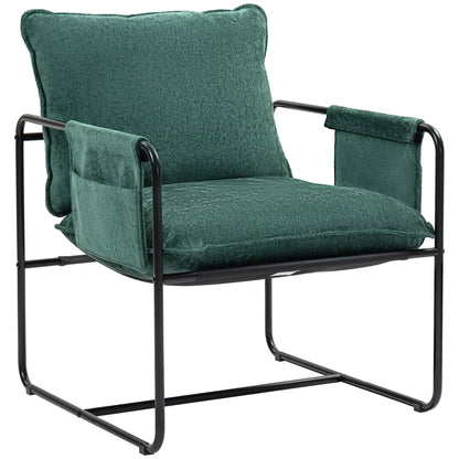 Minimal Padded Accent Chair, with Pockets - Green