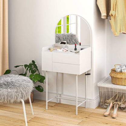 Dressing Table with Arched Mirror and 3 Drawers - White