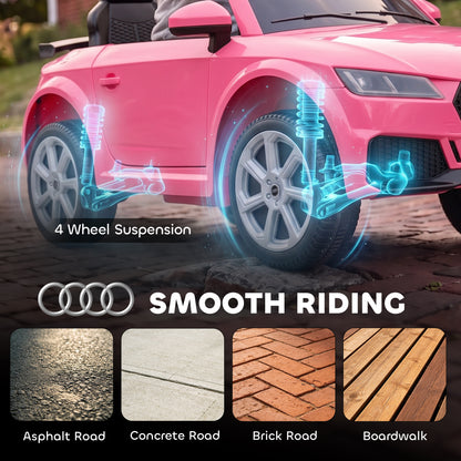 AIYAPLAY Licensed Audi TT RS 12V Kids Ride-On Car | Parent Remote, Dual 25W Motors & 4-Wheel Suspension | Lights, Music & USB | Pink, Grey or Black | Ages 2–3