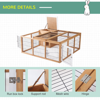 PawHut Rabbit Hutch Outdoor, Guinea Pig House, Bunny Run Cage with Openable Top for 1–2 Rabbits, 123 x 120 x 52cm, Yellow