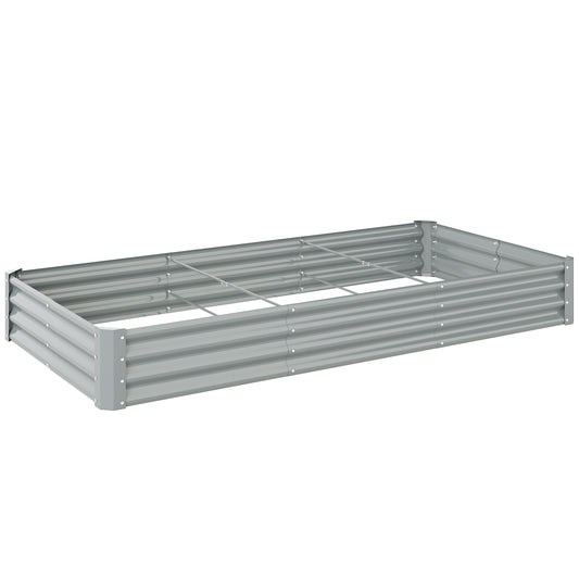 Outsunny 240 x 120cm Galvanised Steel Open Planter - Silver