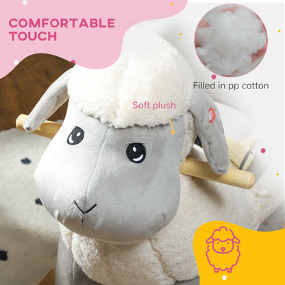 AIYAPLAY Rocking Horse, Ride on Lamb with Safety Belt, Sound, for 1-3 Years, Grey