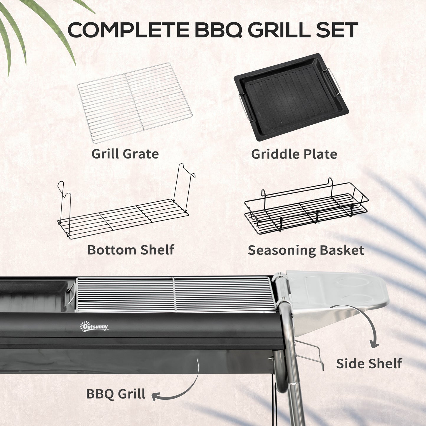 Outsunny Charcoal BBQ Grill - Black