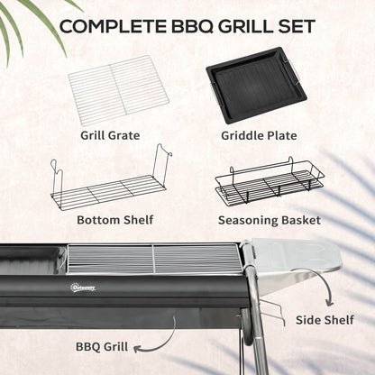 Outsunny Charcoal BBQ Grill - Black