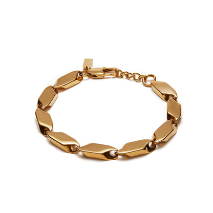Thomas & George Gold-Tone Chunky Link Bracelet | 8mm Stainless Steel Links | 21cm Length with 2cm Extender