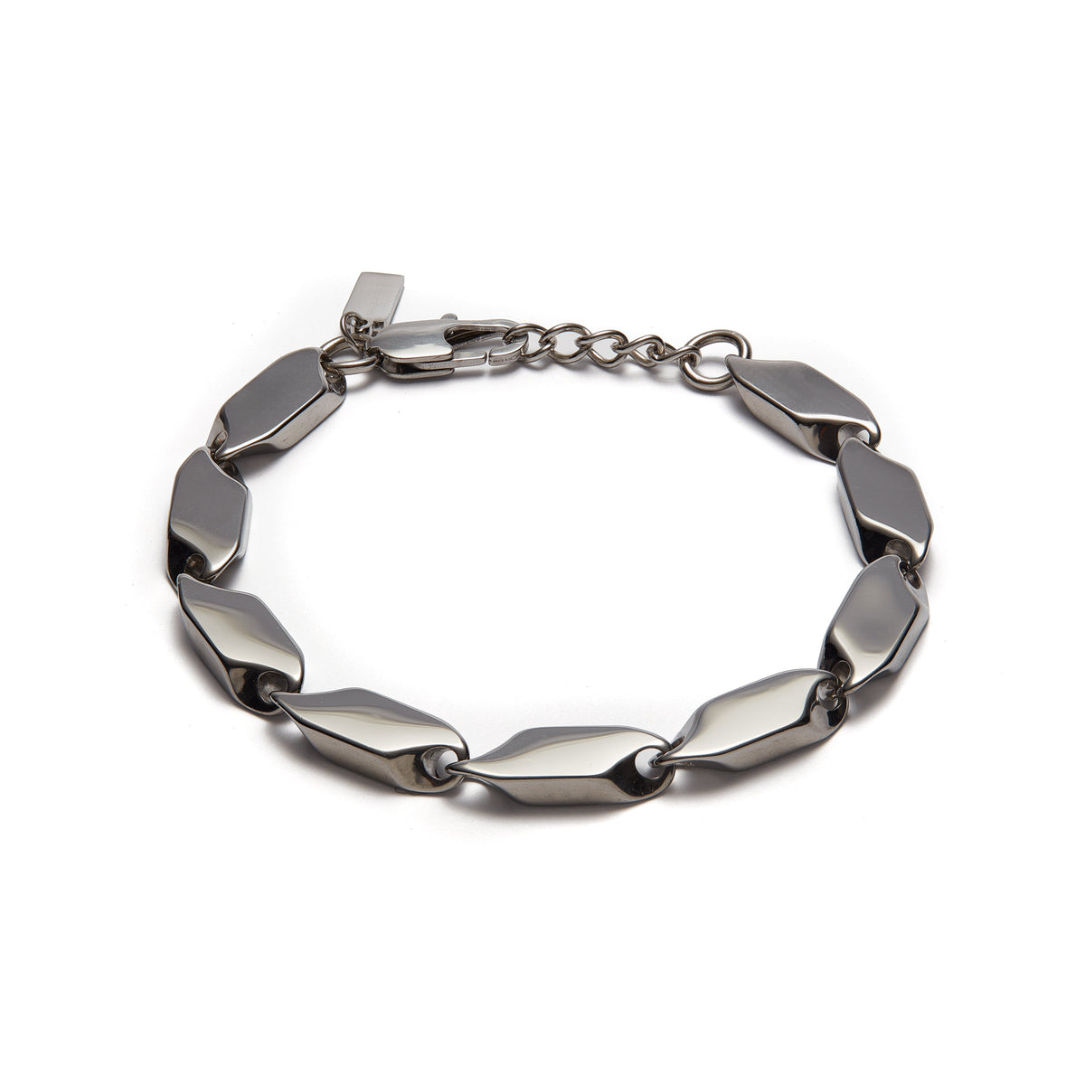 Thomas & George Silver-Tone Chunky Link Bracelet | 8mm Stainless Steel Links | 21cm Length with 2cm Extender