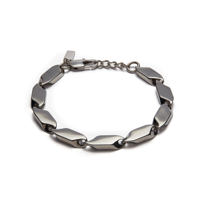 Thomas & George Silver-Tone Chunky Link Bracelet | 8mm Stainless Steel Links | 21cm Length with 2cm Extender