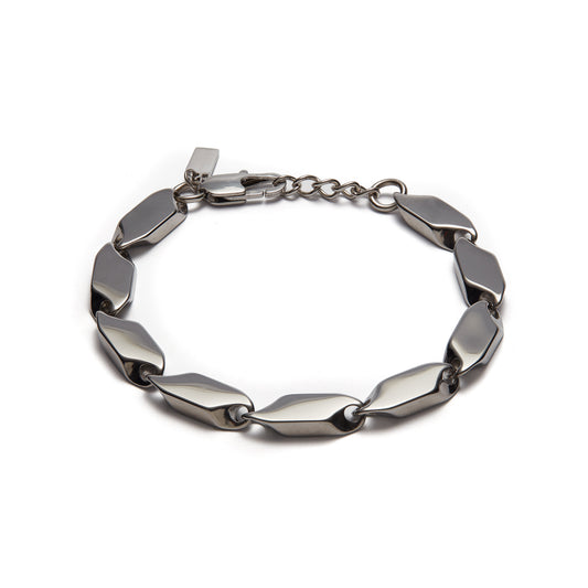 Thomas & George Silver-Tone Chunky Link Bracelet | 8mm Stainless Steel Links | 21cm Length with 2cm Extender