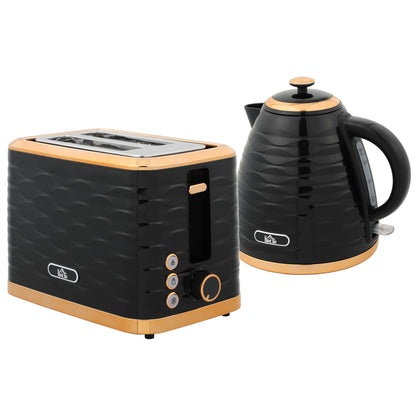 3000W 1.7L Rapid Boil Kettle & 2 Slice Toaster, Kettle and Toaster Set with 7 Browning Controls and Crumb Tray, Grey / Black