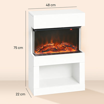 Electric Fireplace with 3D Flame Effect, 6 Colours & 3 Brightness Levels, 1000W/2000W Electric Fire and Mantel Reach up to 30㎡ Space with Remote & Timer