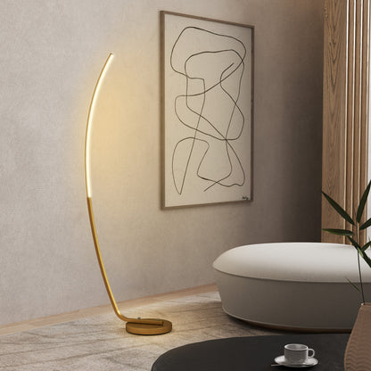 Modern 147cm Curved LED Floor Lamp - Gold Tone