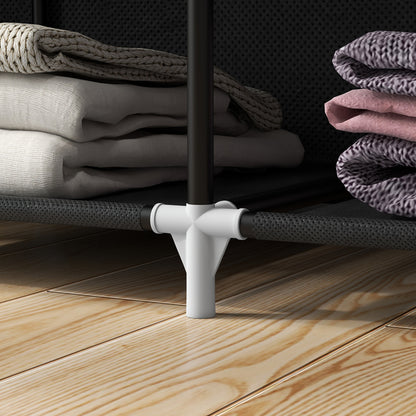 Fabric Wardrobe, Portable Wardrobe, Clothes Storage Unit with 8 Shelves, 2 Hanging Rods, 125 x 43 x 162.5 cm, Black