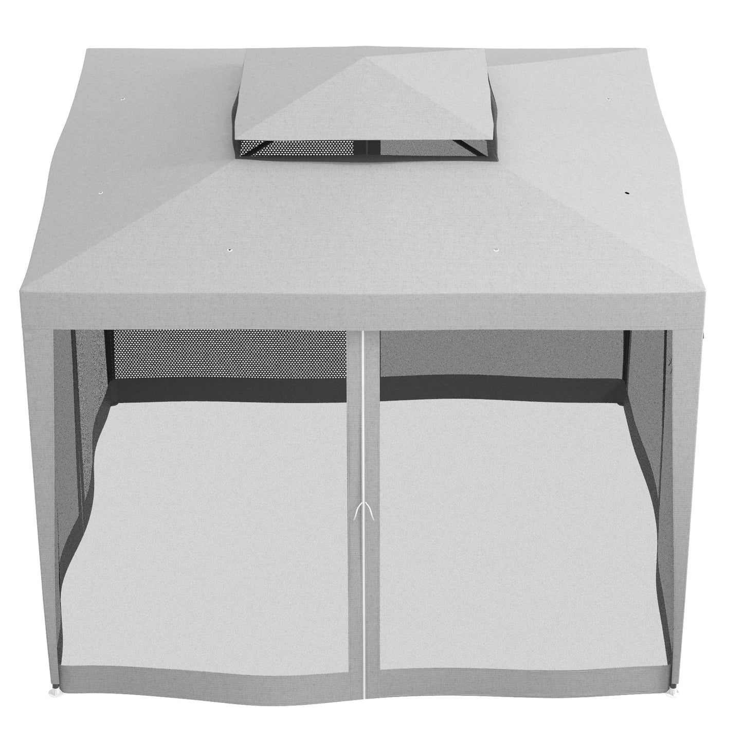 Outsunny 3 x 3 m Gazebo, Netting Party Tent, Patio Canopy Outdoor Event Shelter with Double Tier Roof