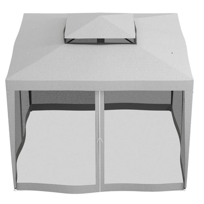 Outsunny 3 x 3 m Gazebo, Netting Party Tent, Patio Canopy Outdoor Event Shelter with Double Tier Roof